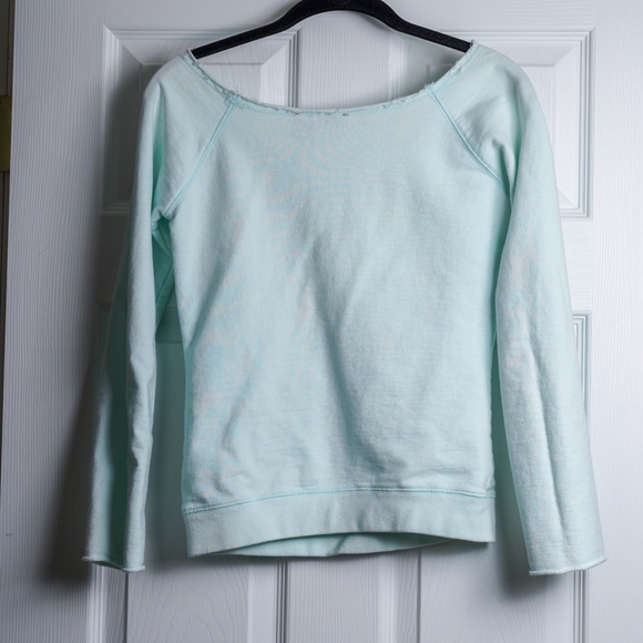Teal Sweater Boho Off Shoulder Beachy with front pockets - Picture 2 of 5